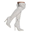 thumbnail image 1 of Dakaela Women's Glitter Stiletto Heels Pointed Toe Over the Knee Thigh High Boots Wide Calf Long Boot, 1 of 7