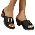 thumbnail image 1 of Dakaela Women's Heeled Sandals Open Toe Low Chunky Heels Dress Casual Pumps Summer Backless Mules Slip on Party Wedding Shoes Black 6, 1 of 7
