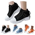 thumbnail image 1 of Dakaela Women's High Top Fashion Sneakers Lightweight Platform Non Slip Walking Running Shoes Arch Support Casual Denim Canvas Shoes,Black 6, 1 of 8