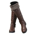 thumbnail image 1 of Dakaela Women's Knee High Boots Comfort Buckle Riding Combat Boot Round Toe Long Tall Fall Winter Shoes, 1 of 5