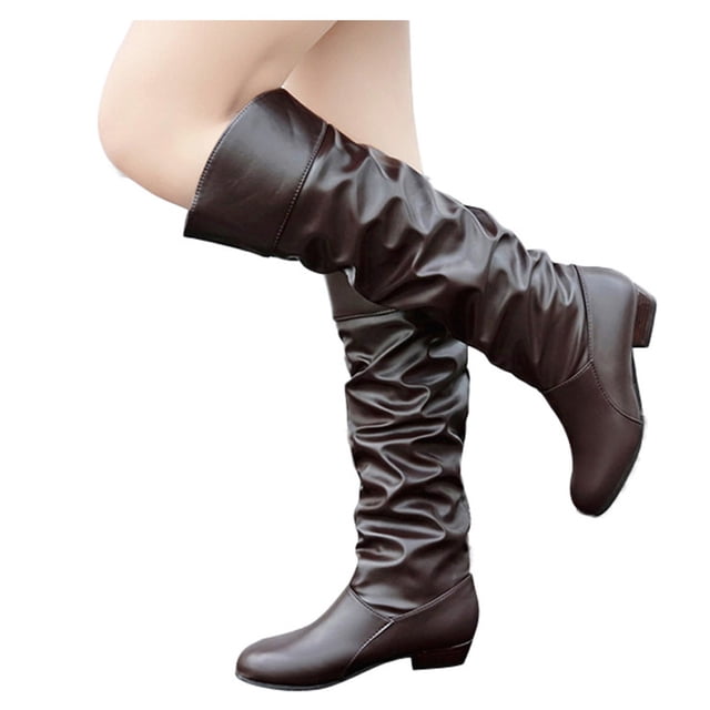 Slouch Riding Boots Dakaela Women's Knee High Boots Wide Calf Slouch Riding Boot Block Mid ...