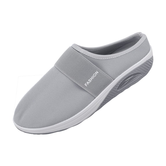 Dakaela Women's Knit Orthopedic Mule Clogs Breathable Air Cushion Backless Sneakers Arch Support Walking Casual Mules for Indoor Outdoor,Grey 7