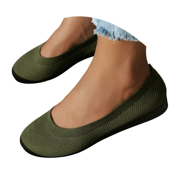 Dakaela Women's Knitted Flat Shoes Lightweight Slip on Casual Loafers Comfortable Mesh Walking Shoes