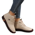 thumbnail image 1 of Dakaela Women's Leather Ankle Boots with Arch Support Comfortable Hand-Stitched Soft Sole Slip On Chukka Booties High Top Sneakers with Hook and Loop Size 6-9, 1 of 8