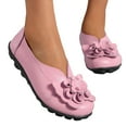 thumbnail image 1 of Dakaela Women's Leather Slip on Loafers Vintage Slip on Driving Flats Dress Walking Flower Shoes Pink 6.5, 1 of 5