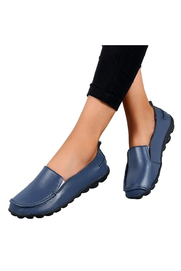 Women's Leather Loafers Comfortable Casual Moccasins Soft Walking Driving Slip on Flat Shoes