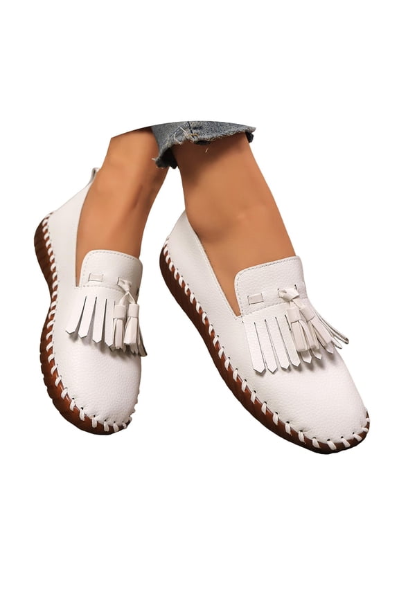 Women's Leather Penny Loafers Classic Driving Moccasins Casual Slip on Tassel Walking Flats