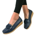 thumbnail image 1 of Dakaela Women's Leather Platform Loafers Classic Casual Comfort Slip on Shoes Soft Dress Walking Flats, 1 of 8