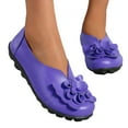 thumbnail image 1 of Dakaela Women's Leather Slip on Loafers Vintage Slip on Driving Flats Dress Walking Flower Shoes Purple 8, 1 of 5