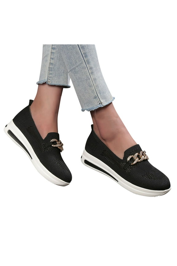 Women's Loafers Comfortable Dressy Slip on Flats Mesh Work Walking Shoes for Women Black 9