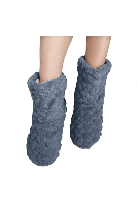Women's Men's Fuzzy Bootie Slippers Soft Cozy Plush Floor Socks Booties Fleece Lined Warm Winter House Shoes Grey Size 9.5