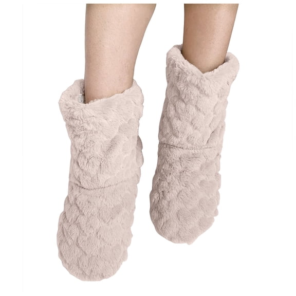 Dakaela Women's Men's Fuzzy Bootie Slippers Soft Cozy Plush Floor Socks Booties Fleece Lined Warm Winter House Shoes Pink Size 5.5