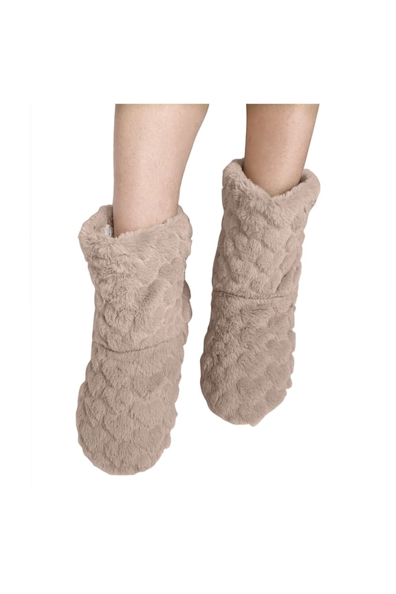 Women's Men's Fuzzy Bootie Slippers Soft Cozy Plush Floor Socks Booties Fleece Lined Warm Winter House Shoes Red Size 7