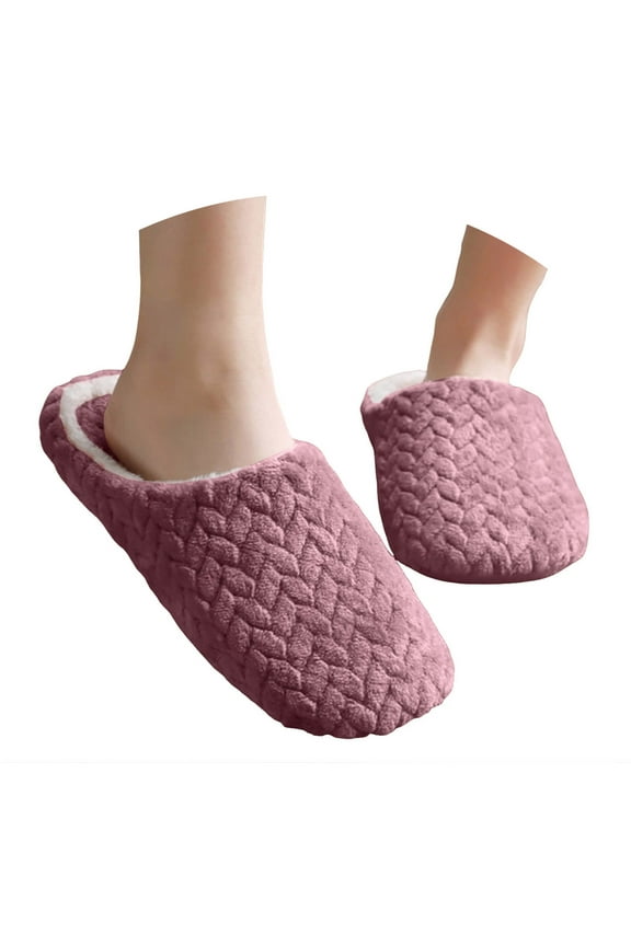 Women's Men's House Slippers Lightweight Cotton Indoor Slides Non Slip Waffle Home Shoes