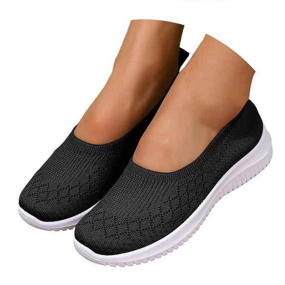 Dakaela Women's Mesh Flats Shoes Breathable Casual Slip on Running Sneakers Knit Walking Sock Loafers