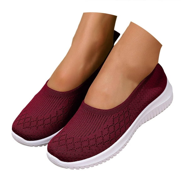 Dakaela Women's Mesh Flats Shoes Breathable Casual Slip on Running Sneakers Knit Walking Sock Loafers