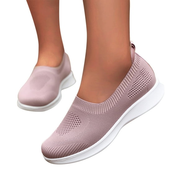 Dakaela Women's Mesh Flats Shoes Breathable Slip on Casual Sneakers Comfortable Walking Loafers Pink 9