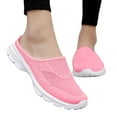 thumbnail image 1 of Dakaela Women's Mesh Mules Breathable Slip on Sneakers Knit Walking Running Backless Sneakers Pink 9, 1 of 6