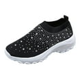 thumbnail image 1 of Dakaela Women's Mesh Walking Shoes Rhinestone Glitter Slip on Arch Support Running Sock Sneakers Black 7.5, 1 of 5
