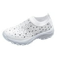 thumbnail image 1 of Dakaela Women's Mesh Walking Shoes Rhinestone Glitter Slip on Arch Support Running Sock Sneakers White 7, 1 of 6