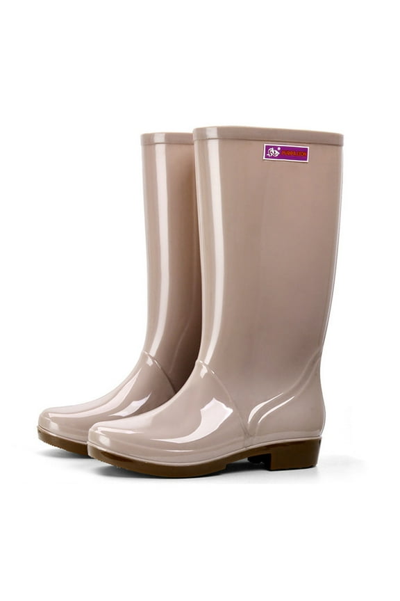 Women's Mid Calf Rain Boots Waterproof Garden Shoes Ladies Outdoor Work Rainboots Khaki 7