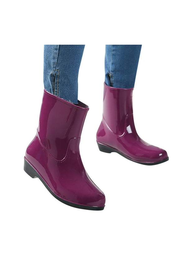Women's Mid Calf Rain Boots Waterproof Non Slip Garden Booties Shoes for Outdoor Fishing Work