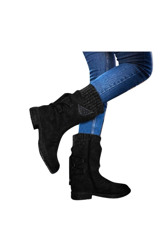 Women's Mid Calf Snow Boots Winter Warm Suede Casual Ankle Booties Lace up Outdoor Shoes