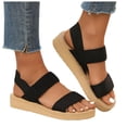 thumbnail image 1 of Dakaela Women’s Open Toe Platform Sandals Elastic Ankle Strap Slingback Slip on Walking Sandal Comfortable Summer Beach Casual Shoes Size 6-9 Black, 1 of 9