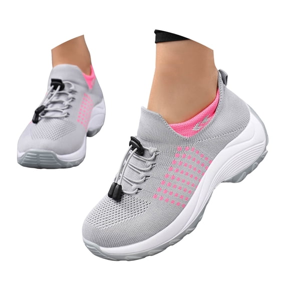 Dakaela Women's Orthopedic Air Cushion Running Shoes Comfy Breathable Mesh Sock Fashion Sneakers Arch Support Walking Footwear,Pink Size 9.5