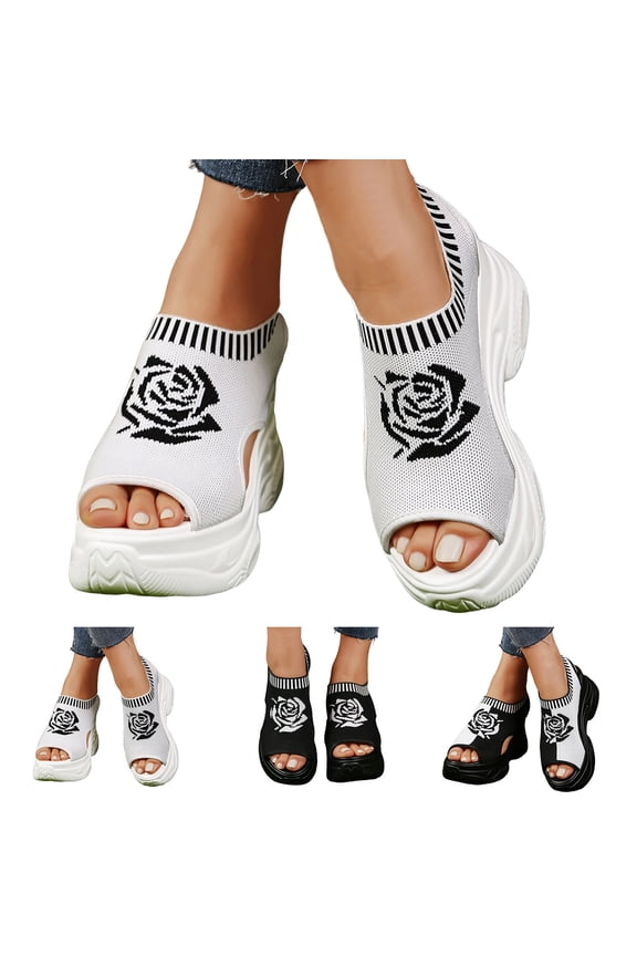 Women's Orthopedic Platform Sandals Open Toe Summer Athletic Sport Walking Sandal Arch Support Slingback Chunky Wedge Walking Shoes Size 6-9