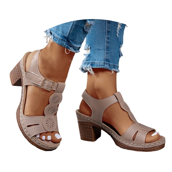 Dakaela Women's Orthopedic Sandals Block Heels Wedge Platform Pumps Slingback Dressy Shoes