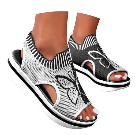 Dakaela Women's Orthopedic Sandals Walking Tennis Shoes Plantar Fasciitis Diabetic Summer Sneakers Black 8