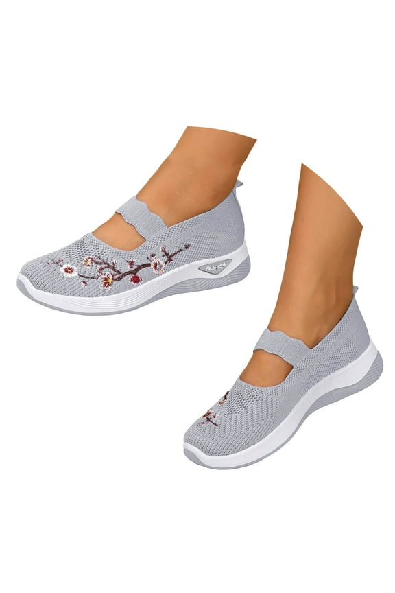 Women's Orthopedic Walking Shoes Arch Support Flat Slip on Loafers Mesh Knit Dressy Flats