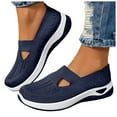 thumbnail image 1 of Dakaela Women's Orthopedic Walking Shoes Arch Support Slip on Sneakers Diabetes Foam Woven Knit Flats Shoes Blue 9, 1 of 5