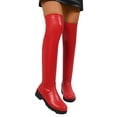 thumbnail image 1 of Dakaela Women's Over Knee High Boots Chunky Heel Winter Thigh High Tall Boot Leather Stretch Sexy Fall Long Boots Red Size 6.5, 1 of 7