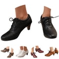 thumbnail image 1 of Dakaela Women's Oxfords Chunky Block Heel Dress Wingtip Ankle Boots Vintage Lace up Brogues Booties Black 11.5, 1 of 5