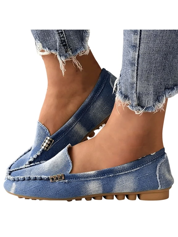Women's Penny Loafers Classic Driving Moccasins Casual Denim Slip on Comfort Walking Flats