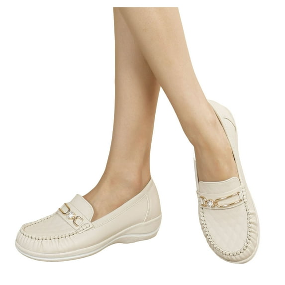 Dakaela Women's Penny Loafers Slip on Casual Dressy Walking Moccasins Leather Work Office Flats Shoes