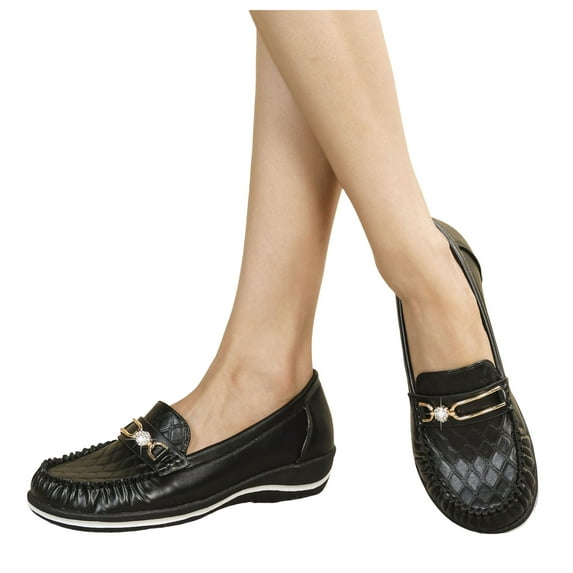 Dakaela Women's Penny Loafers Slip on Casual Dressy Walking Moccasins Leather Work Office Flats Shoes