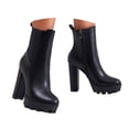thumbnail image 1 of Dakaela Women's Platform Ankle Boots Chunky High Heel Short Combat Booties Comfort Dress Mid Calf Boots, 1 of 7