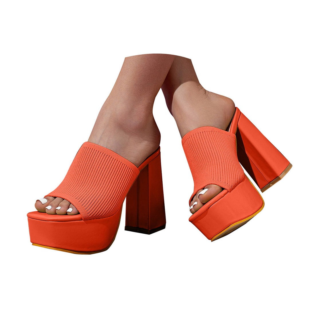 Dakaela Women's Platform Heels Sandals Fashion Dress Pump Mules Square ...