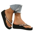 thumbnail image 1 of Dakaela Women's Platform Flip Flop Rhinestones Arch Support Soft Cushion Wedge Summer Thong Sandals, 1 of 7