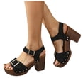 thumbnail image 1 of Dakaela Women's Platform Heels Sandals Ankle Strap Dress Block Chunky High Heeled Wedges Pumps Shoes for Bride Wedding Party Black Size 6.5, 1 of 6