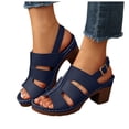 thumbnail image 1 of Dakaela Women's Platform High Heels Chunky Block Heeled Sandals Slingback Open Toe Comfortable Wedding Party Prom Dress Shoes Size 6-10 Blue, 1 of 9