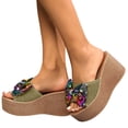 thumbnail image 1 of Dakaela Women's Platform Sandals Cork Wedge Heel Espadrille Sequin Bow Slip on Slides Wide Width Casual Summer Walking Slippers Size 6-10, 1 of 8