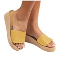thumbnail image 1 of Dakaela Women's Platform Wedge Sandals Open Toe Summer Espadrilles Elastic Band Comfortable Slip on Beach Walking Slides Shoes Yellow Size 6.5, 1 of 8