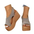 thumbnail image 1 of Dakaela Women's Platform Wedge Sandals Peep Toe Summer Beach Walking Shoes Thick Slip on Sandals, 1 of 8
