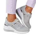 thumbnail image 1 of Dakaela Women's Platform Wedge Sneakers Breathable Running Tennis Shoes Fashion Walking Loafers Grey 9, 1 of 6