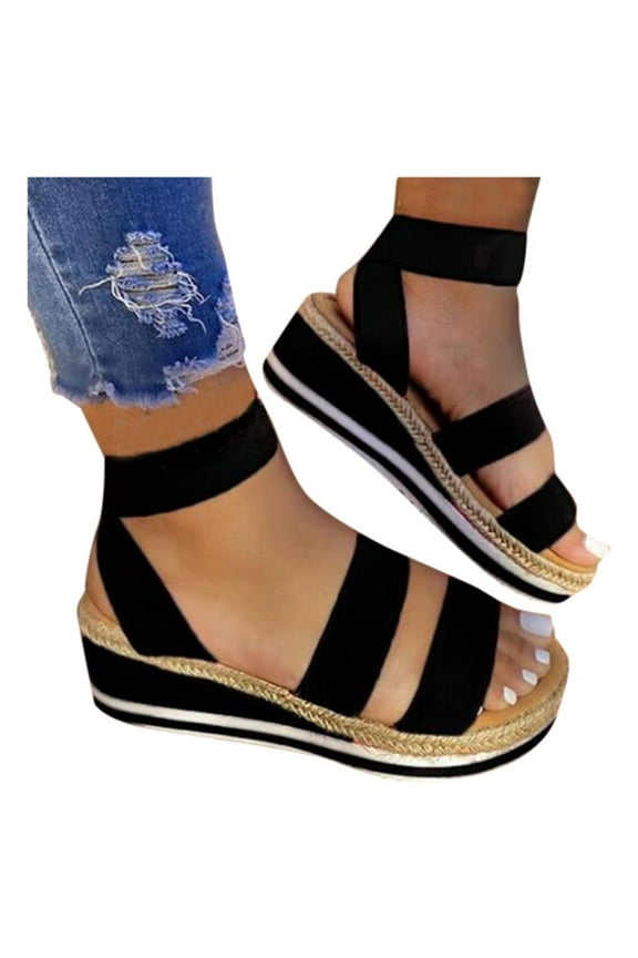 Women's Platform Wedges Sandals Espadrille Dress Sandal Ankle Strap Walking Shoes Size 5-10