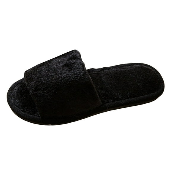 Dakaela Women's Plush Fuzzy Slippers Open Toe Cozy House Memory Foam Sandals Slides Soft Flat Shoes
